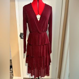 Burgundy shimmer tier dress